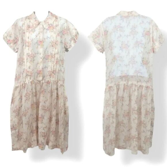 Vintage Handmade 1920s Style Cottagecore Prairie Floral Drop Waist Day Dress - Picture 7 of 12